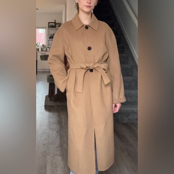 Olive UK Classic Tan Camel Wool Trench Coat with Belt - Picture 4 of 13